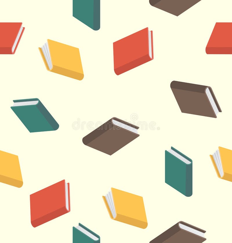 Naadloos boekenpatroon gekleurd in vlakke stijl stock illustratie Naadloos boekenpatroon gekleurd in vlakke stijl stock illustratie