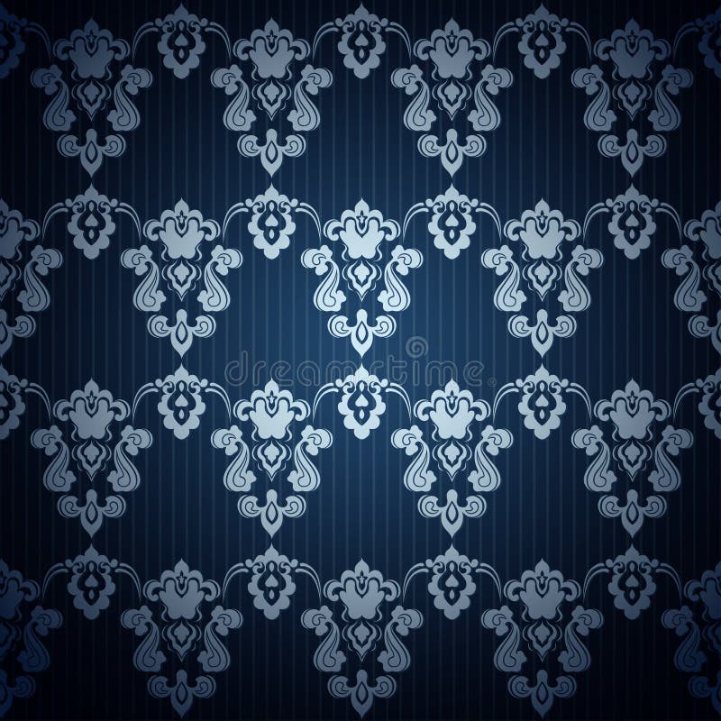 Naadloos donkerblauw behang in retro stijl vector illustratie Naadloos donkerblauw behang in retro stijl vector illustratie