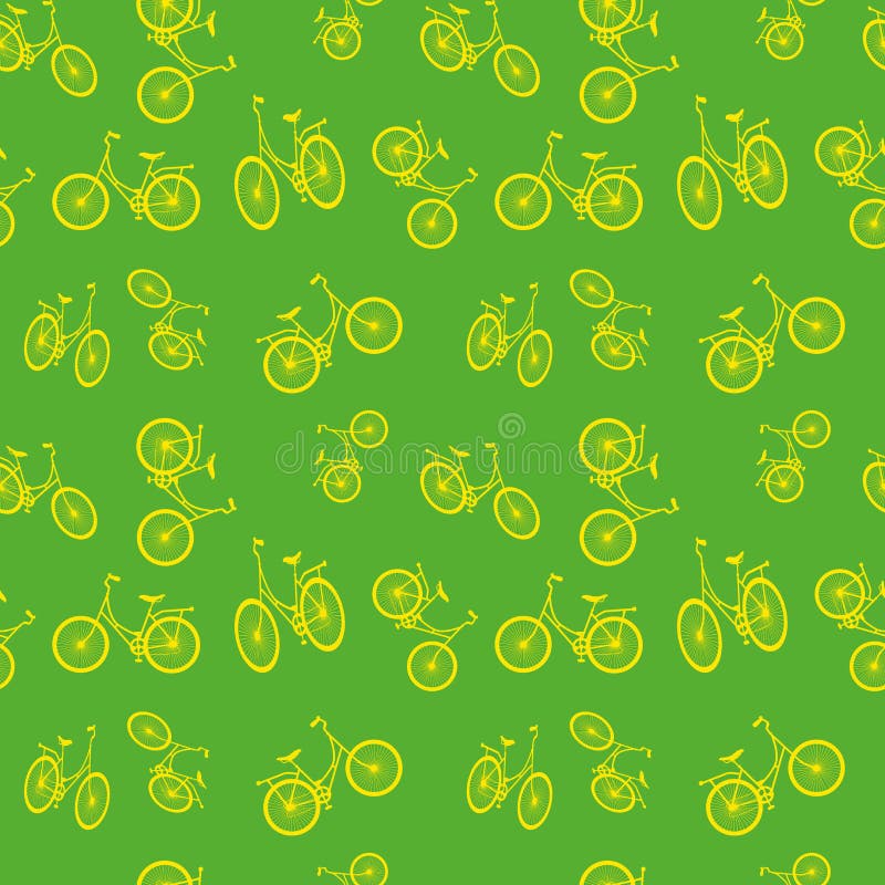 Naadloos fietspatroon Modieuze sportieve druk Vector illustratie De groene en gele fietsenachtergrond, kan voor wallpap worden ge royalty-vrije illustratie Naadloos fietspatroon Modieuze sportieve druk Vector illustratie De groene en gele fietsenachtergrond, kan voor wallpap worden ge royalty-vrije illustratie