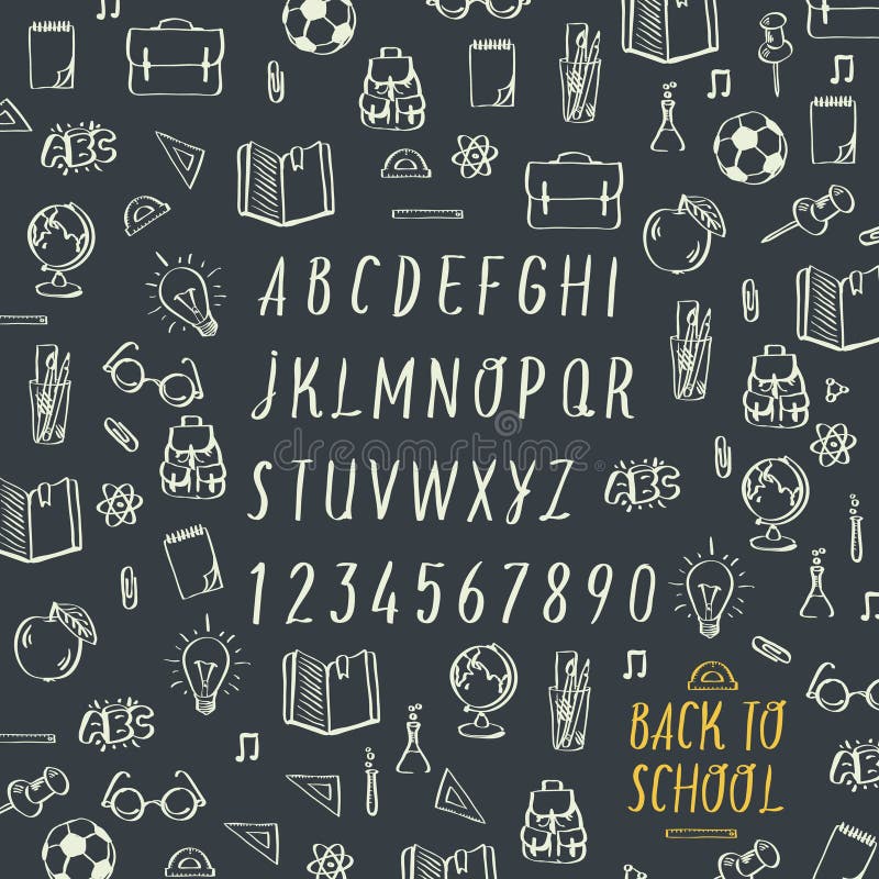 Naadloos geel schoolpatroon stock illustratie Naadloos geel schoolpatroon stock illustratie