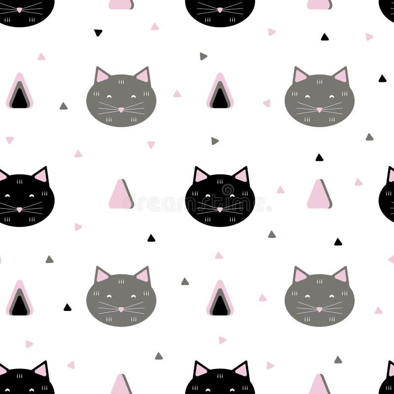 Naadloos kattenpatroon vector illustratie Naadloos kattenpatroon vector illustratie
