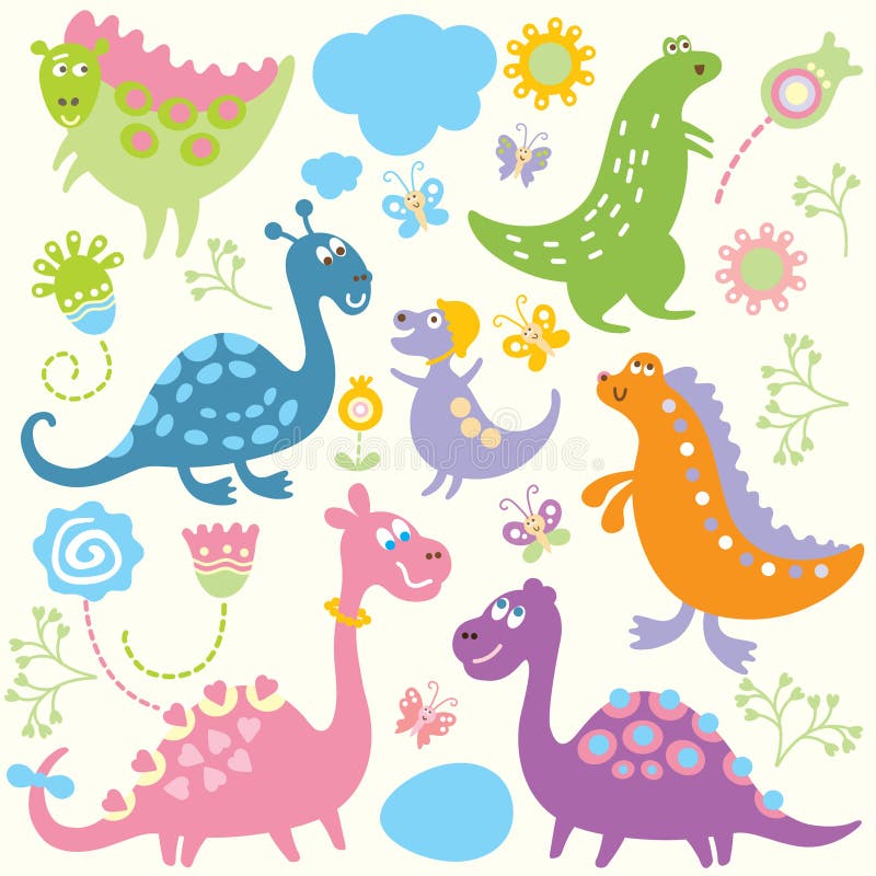 Naadloos kinderlijk patroon - dinosaurus royalty-vrije illustratie Naadloos kinderlijk patroon - dinosaurus royalty-vrije illustratie