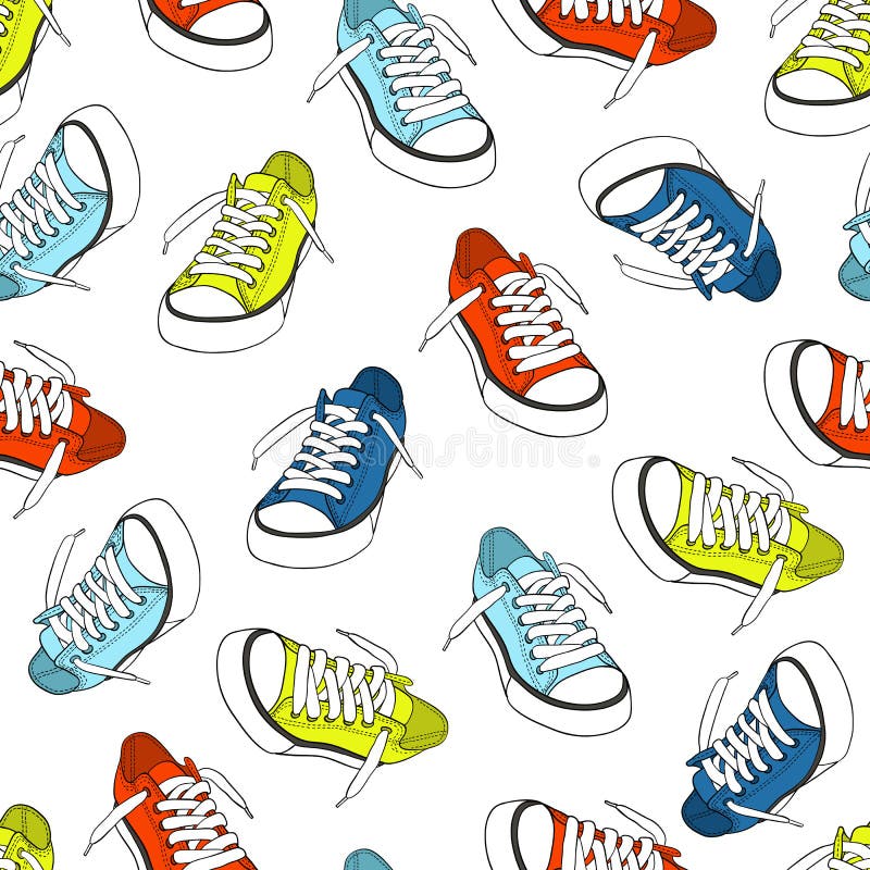 Sneaker seamless pattern. Vector illustration. Decoration texture. Sneaker seamless pattern. Vector illustration. Decoration texture.