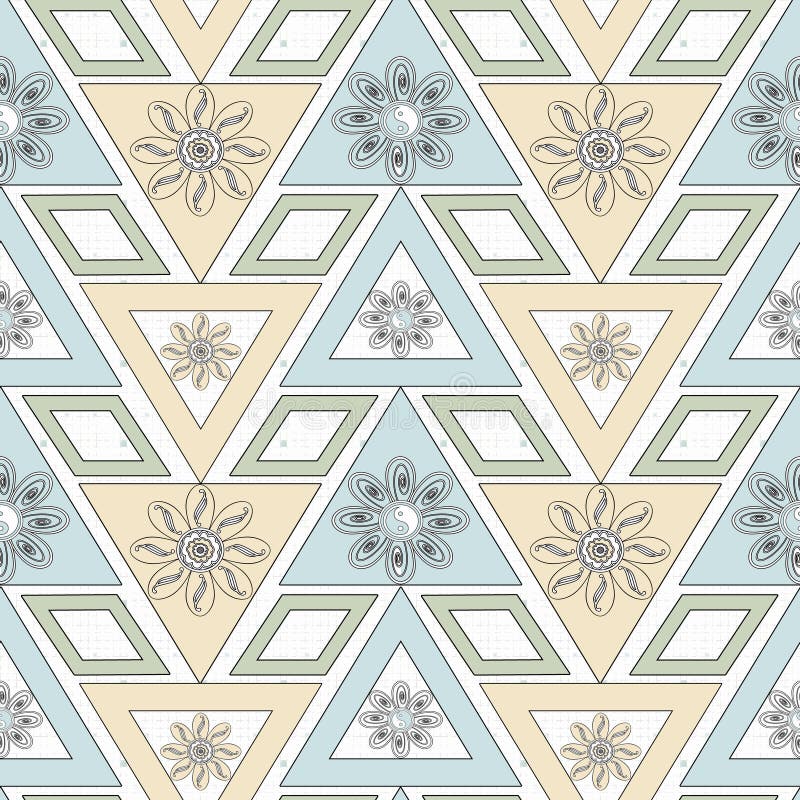 Naadloos ornament Modieus geometrisch naadloos patroon met bloemen die textuur herhalen vector illustratie Naadloos ornament Modieus geometrisch naadloos patroon met bloemen die textuur herhalen vector illustratie