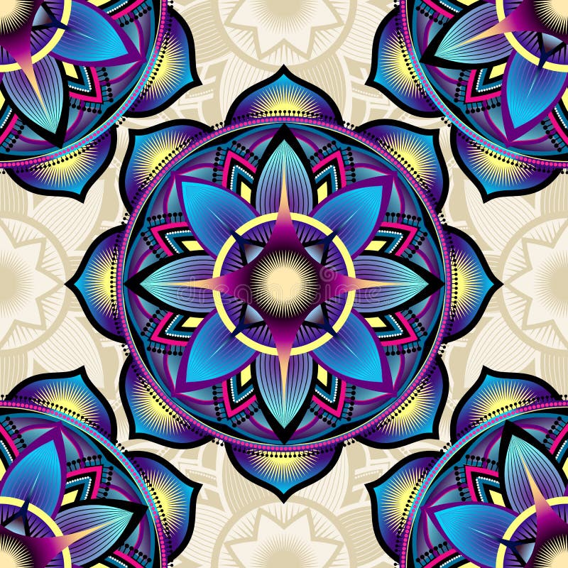 Naadloos patroon als achtergrond van mandalasymbolen vector illustratie Naadloos patroon als achtergrond van mandalasymbolen vector illustratie