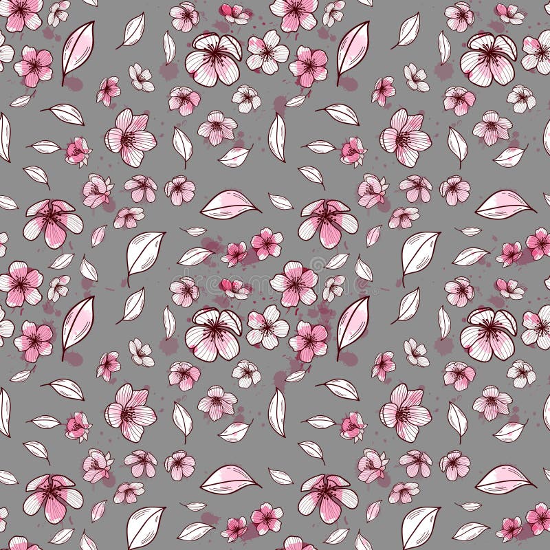 Naadloos patroon als achtergrond van roze Sakura-bloesem of Japanse bloeiende kers symbolisch van de Lente in willekeurig