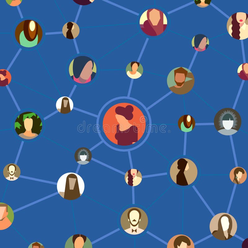 Naadloos patroon, avatar gezichten in sociaal netwerk stock illustratie Naadloos patroon, avatar gezichten in sociaal netwerk stock illustratie