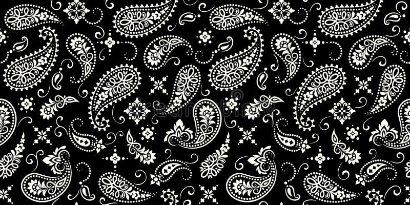 Naadloos patroon dat op de Druk van ornamentpaisley Bandana wordt gebaseerd De vectordruk van ornamentpaisley Bandana De sjaal va