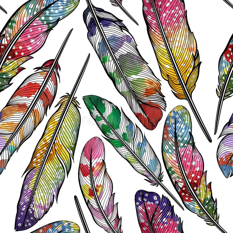 Naadloos patroon met abstracte kleurrijke veren