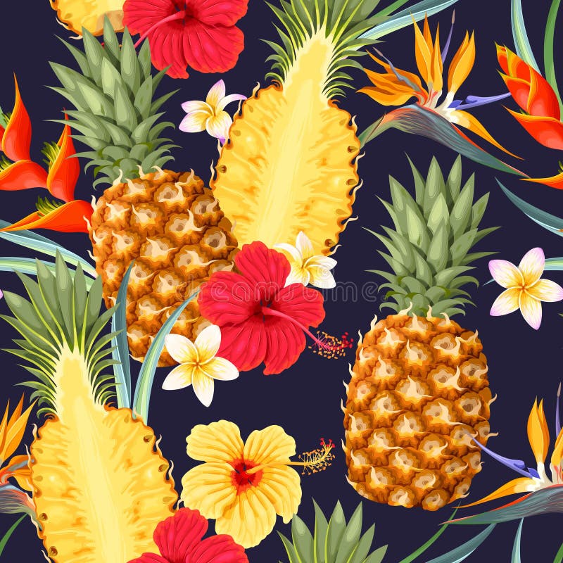 Naadloos patroon met ananasvruchten royalty-vrije illustratie Naadloos patroon met ananasvruchten royalty-vrije illustratie