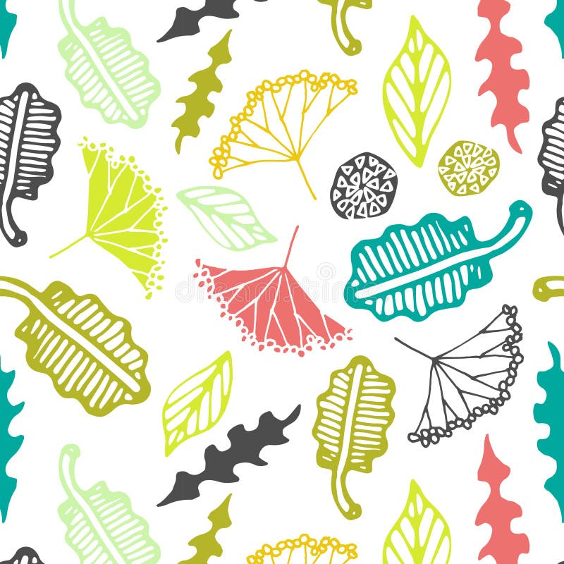 Naadloos patroon met bloemenelementen en bladeren Vector abstracte achtergrond stock illustratie Naadloos patroon met bloemenelementen en bladeren Vector abstracte achtergrond stock illustratie