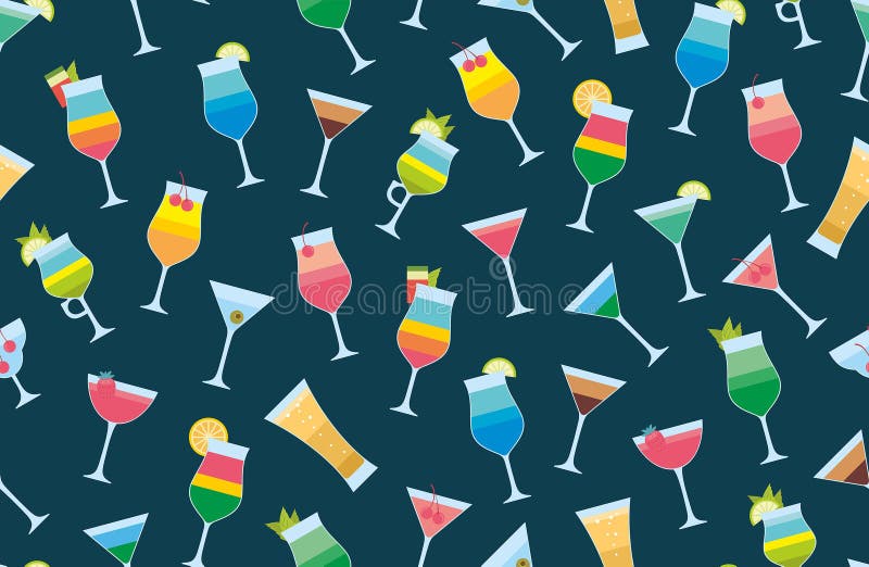 Naadloos patroon met cocktails stock illustratie Naadloos patroon met cocktails stock illustratie