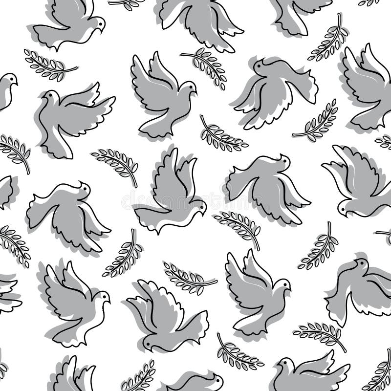 Naadloos patroon met duiven en olijftak voor ontwerp en decoratie vector illustratie Naadloos patroon met duiven en olijftak voor ontwerp en decoratie vector illustratie