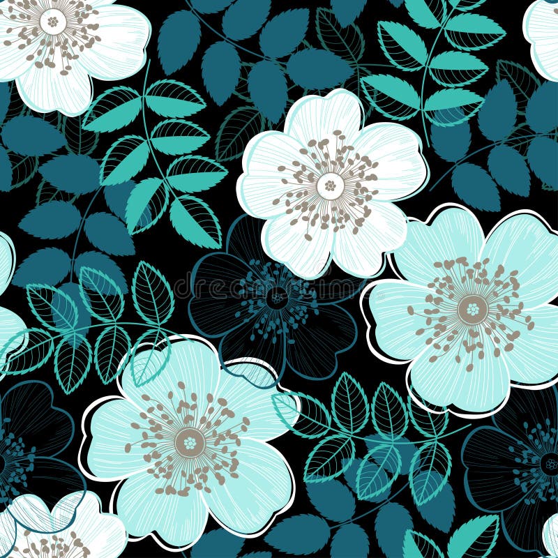 Naadloos patroon met een dogrose Hand-drawn abstracte Flor royalty-vrije illustratie Naadloos patroon met een dogrose Hand-drawn abstracte Flor royalty-vrije illustratie