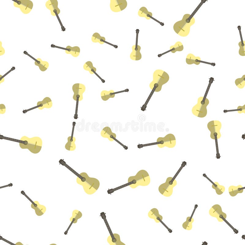Naadloos patroon met gele gitaren op een witte achtergrond, vectorillustratie royalty-vrije illustratie Naadloos patroon met gele gitaren op een witte achtergrond, vectorillustratie royalty-vrije illustratie