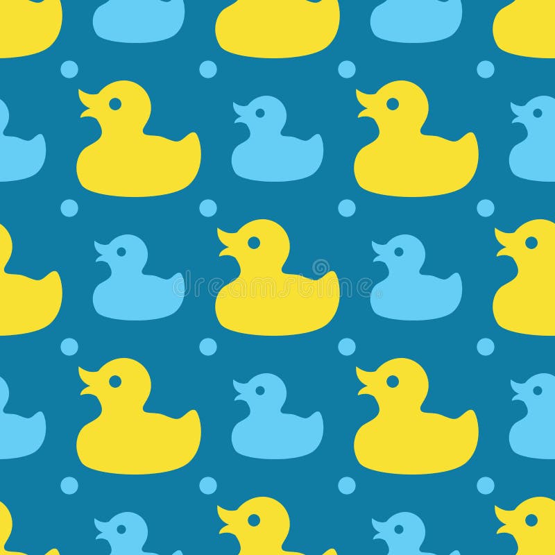 Naadloos patroon met gele rubbereenden op een blauwe achtergrond royalty-vrije illustratie Naadloos patroon met gele rubbereenden op een blauwe achtergrond royalty-vrije illustratie