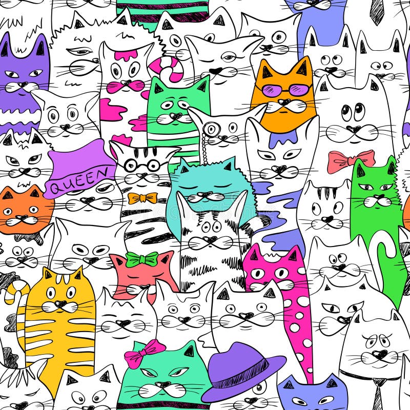 Naadloos patroon met grappige katten
