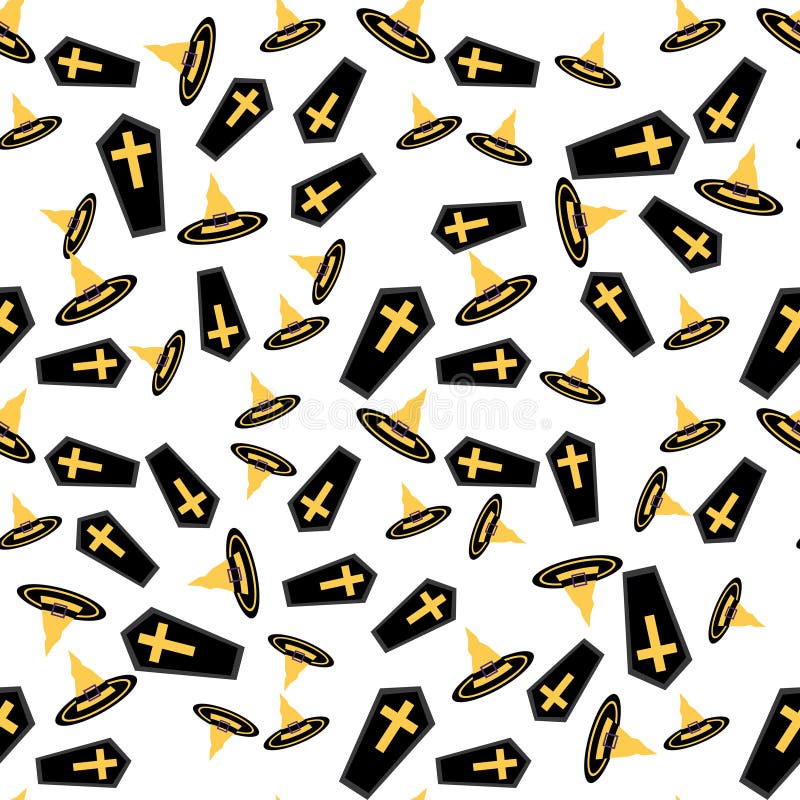 Naadloos Patroon met Hoed en Doodskist royalty-vrije illustratie Naadloos Patroon met Hoed en Doodskist royalty-vrije illustratie