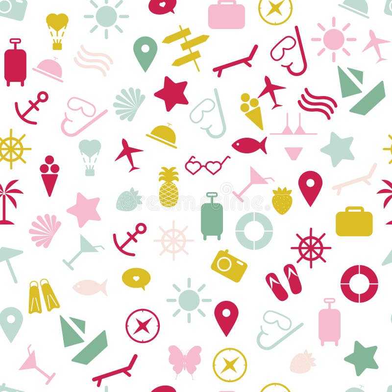 Naadloos patroon met kleurrijke de zomerpictogrammen vector illustratie Naadloos patroon met kleurrijke de zomerpictogrammen vector illustratie