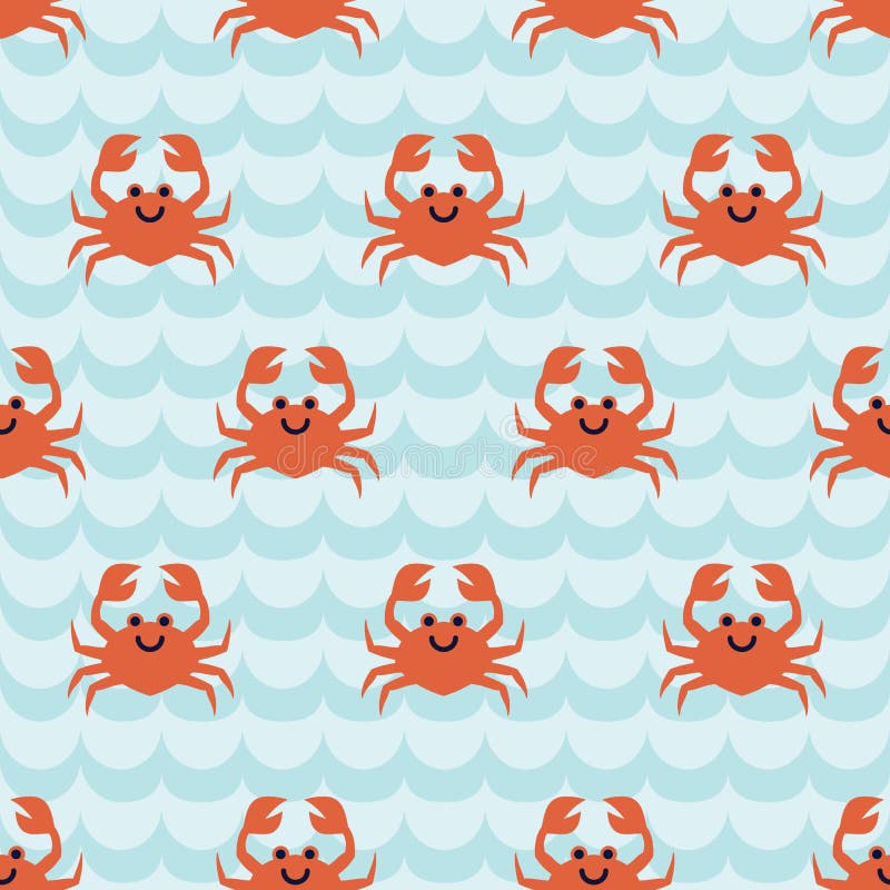 Naadloos patroon met leuke beeldverhaalkrabben stock illustratie Naadloos patroon met leuke beeldverhaalkrabben stock illustratie