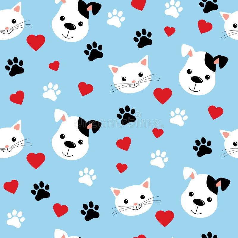 Naadloos patroon met leuke katten en honden Mooi vectorillustratie en ontwerp voor stoffen, textiel, behang en achtergrond voor vector illustratie Naadloos patroon met leuke katten en honden Mooi vectorillustratie en ontwerp voor stoffen, textiel, behang en achtergrond voor vector illustratie