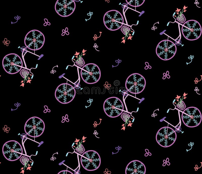 Naadloos patroon met leuke krabbelfietsen stock illustratie Naadloos patroon met leuke krabbelfietsen stock illustratie