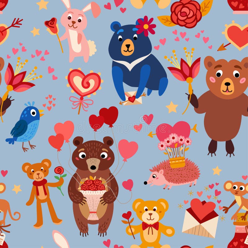 Naadloos patroon met liefdeelementen Vector illustratie royalty-vrije illustratie Naadloos patroon met liefdeelementen Vector illustratie royalty-vrije illustratie