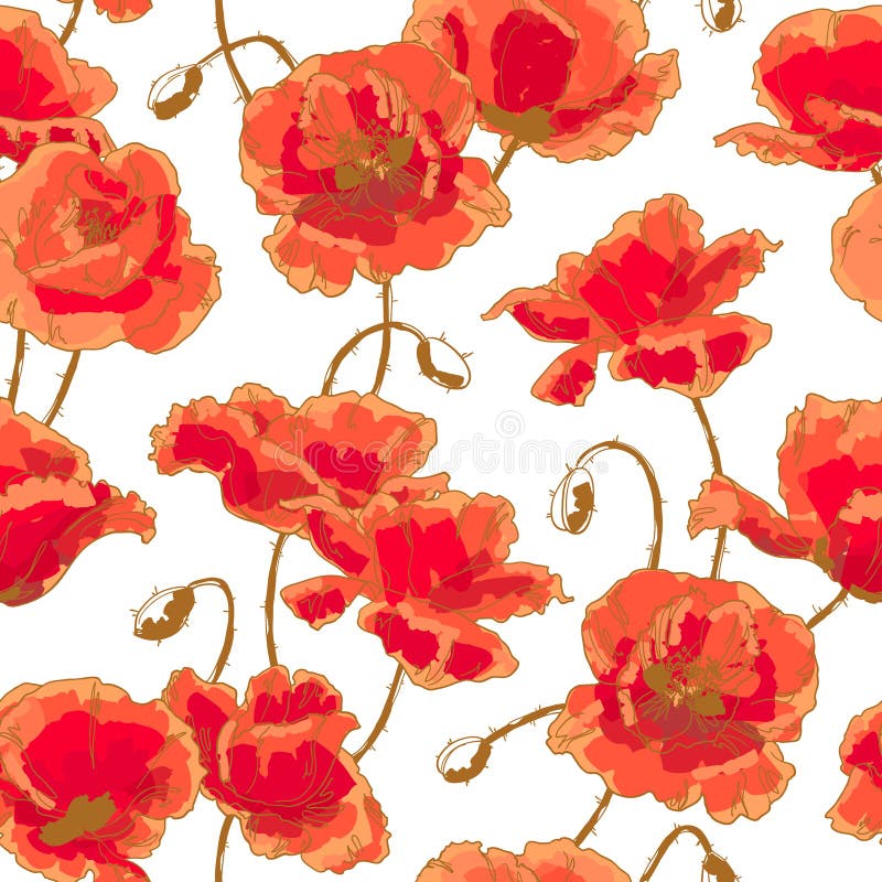Naadloos patroon met papaver vector illustratie Naadloos patroon met papaver vector illustratie