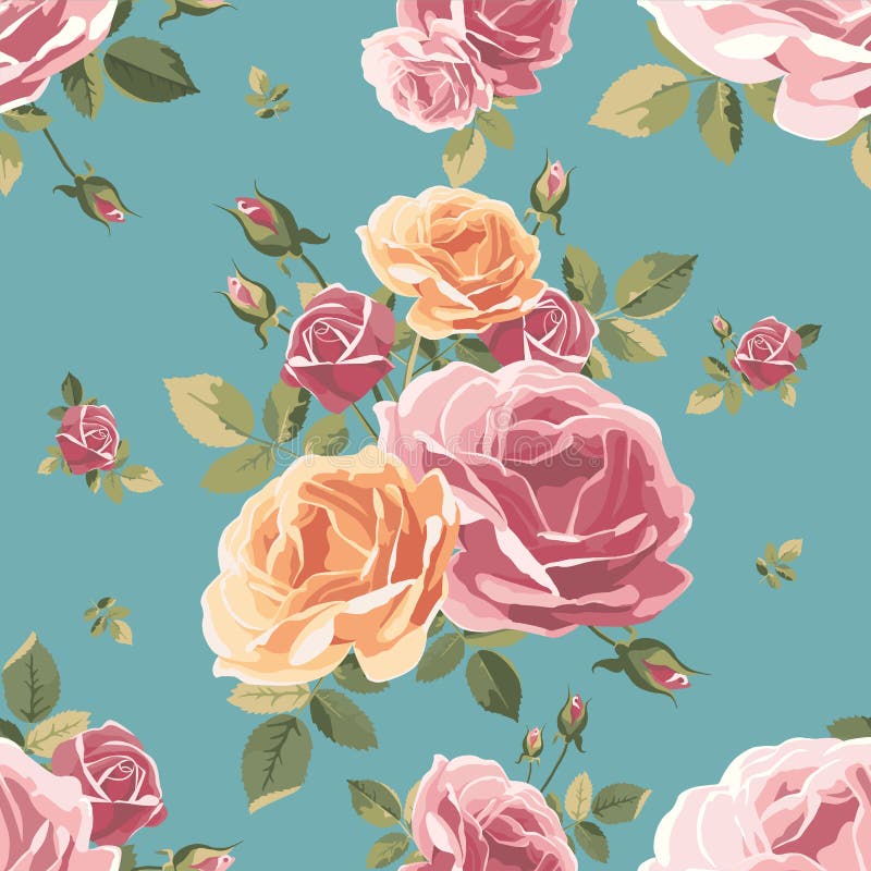 Naadloos patroon met rozen Uitstekende bloemenachtergrond vector illustratie Naadloos patroon met rozen Uitstekende bloemenachtergrond vector illustratie