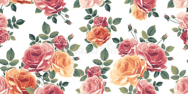 Naadloos patroon met rozen Uitstekende bloemenachtergrond stock illustratie Naadloos patroon met rozen Uitstekende bloemenachtergrond stock illustratie