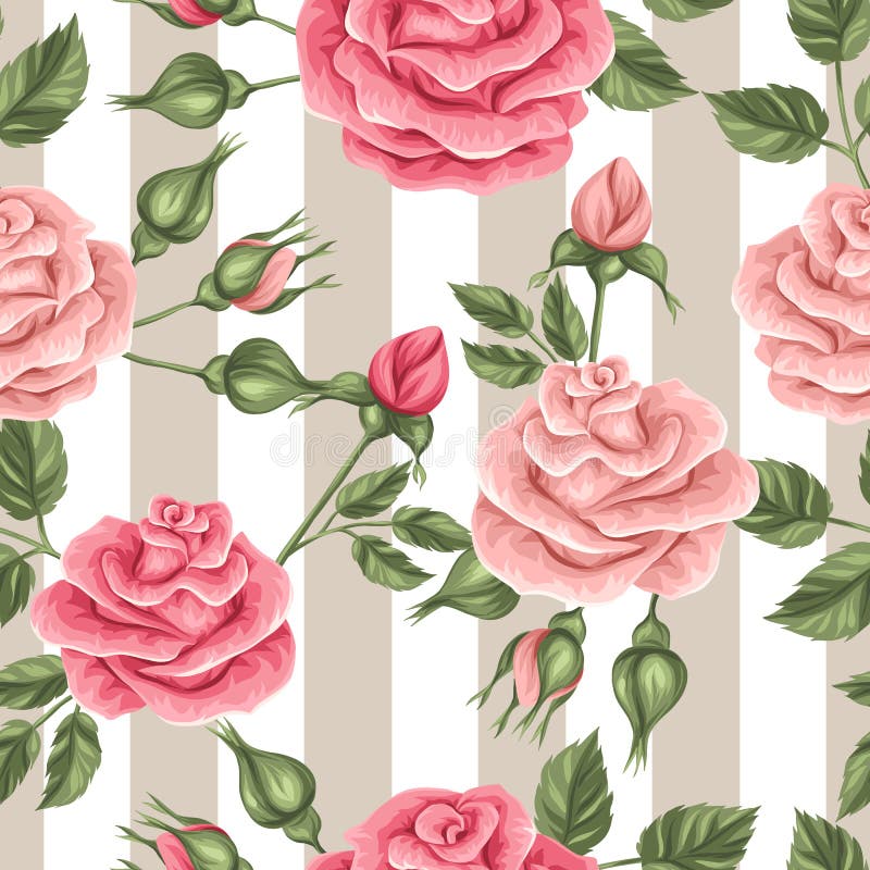 Naadloos patroon met uitstekende rozen Decoratieve retro bloemen royalty-vrije illustratie Naadloos patroon met uitstekende rozen Decoratieve retro bloemen royalty-vrije illustratie
