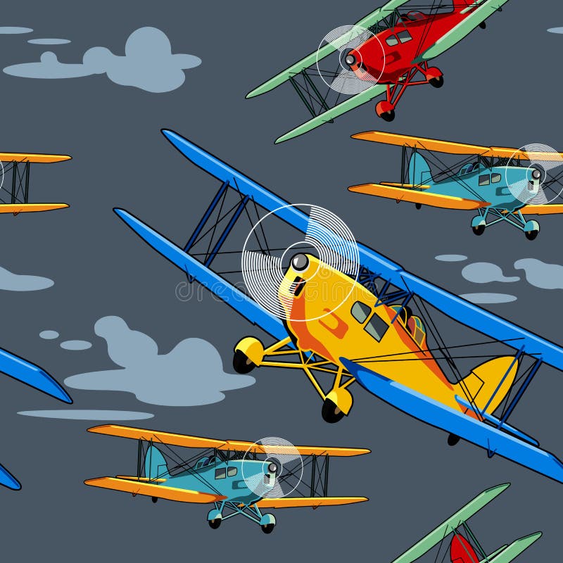 Naadloos patroon met vliegtuigen vector illustratie Naadloos patroon met vliegtuigen vector illustratie