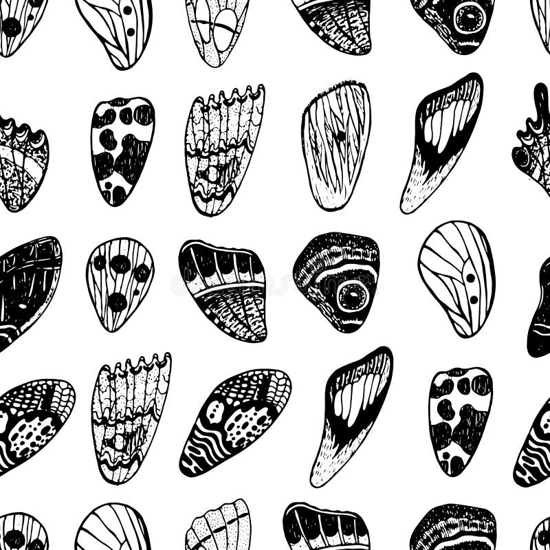 Naadloos patroon met vlindervleugels Inkthand getrokken ontwerp als achtergrond Vector illustratie vector illustratie Naadloos patroon met vlindervleugels Inkthand getrokken ontwerp als achtergrond Vector illustratie vector illustratie