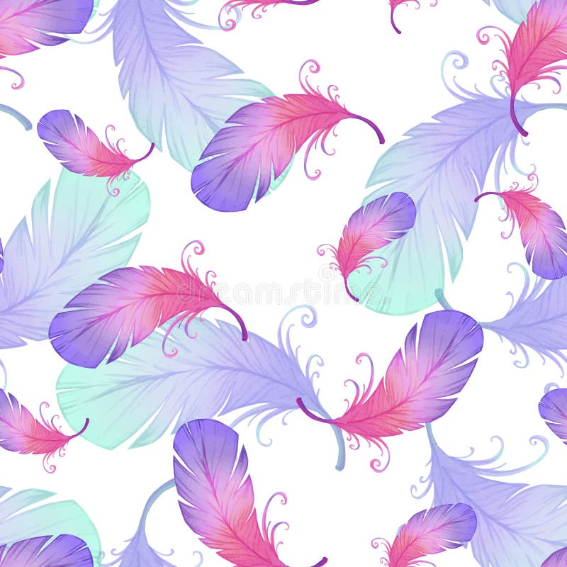 Naadloos patroon met vogelveren stock illustratie Naadloos patroon met vogelveren stock illustratie
