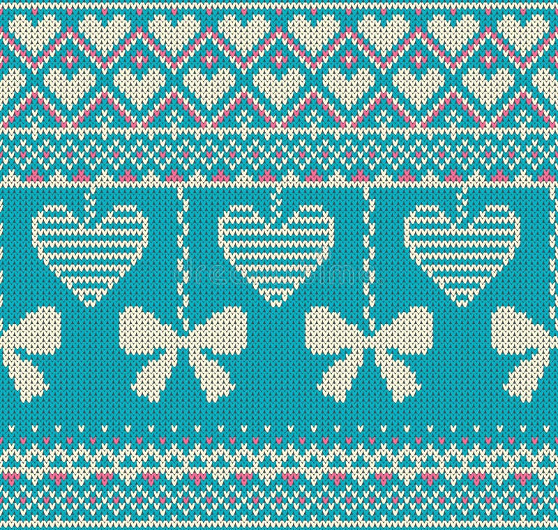 Naadloos patroon op het thema van de Dag van vakantievalentine ` s met een beeld van de Noor en fairisle de patronen De witte bog vector illustratie Naadloos patroon op het thema van de Dag van vakantievalentine ` s met een beeld van de Noor en fairisle de patronen De witte bog vector illustratie