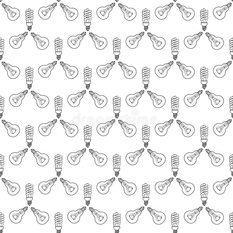 Naadloos patroon, ornament van gloeilampen Vector stock illustratie Naadloos patroon, ornament van gloeilampen Vector stock illustratie