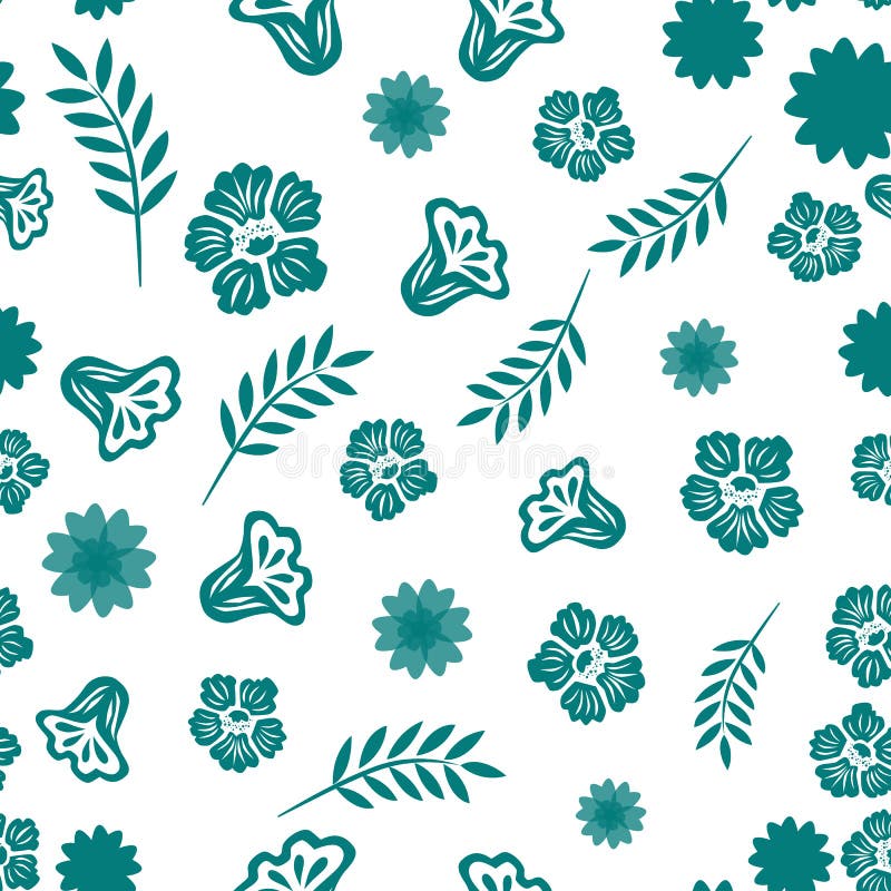 Naadloos patroon van abstracte bloemen en elementen op een witte achtergrond stock illustratie Naadloos patroon van abstracte bloemen en elementen op een witte achtergrond stock illustratie