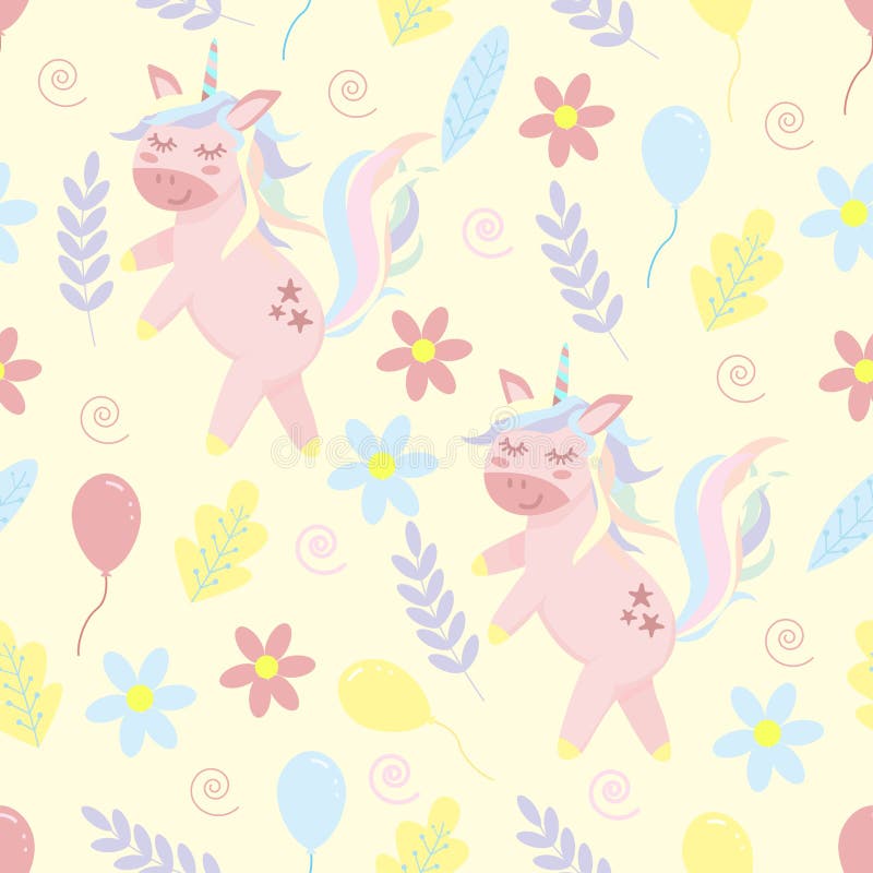 Naadloos patroon van eenhoorn en bloemen - vectorillustratie, eps royalty-vrije illustratie Naadloos patroon van eenhoorn en bloemen - vectorillustratie, eps royalty-vrije illustratie