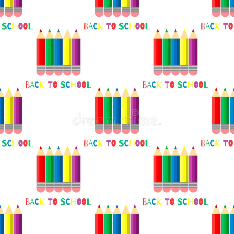 Naadloos patroon van kleurpotloden op witte achtergrond Terug naar schoolinschrijving stock illustratie Naadloos patroon van kleurpotloden op witte achtergrond Terug naar schoolinschrijving stock illustratie