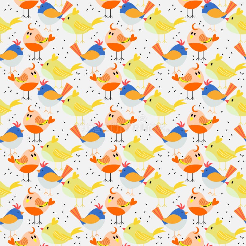 Naadloos patroon van levendige mooie uiterst kleine vogels stock illustratie Naadloos patroon van levendige mooie uiterst kleine vogels stock illustratie