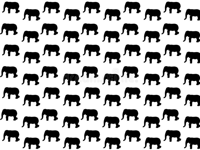 Naadloos patroon van zwarte olifantensilhouetten op een witte achtergrond royalty-vrije illustratie Naadloos patroon van zwarte olifantensilhouetten op een witte achtergrond royalty-vrije illustratie
