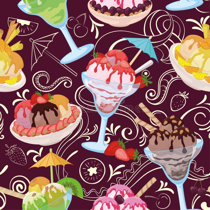 Naadloos, Roomijs royalty-vrije illustratie Naadloos, Roomijs royalty-vrije illustratie