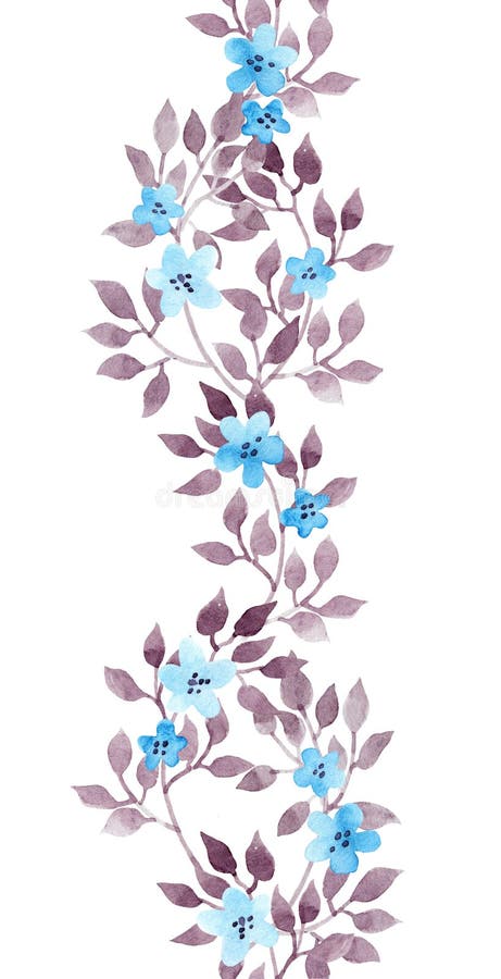 Naadloos streepkader - hand geschilderde watercolour bladeren en ditsy bloemen Herhaald patroon vector illustratie Naadloos streepkader - hand geschilderde watercolour bladeren en ditsy bloemen Herhaald patroon vector illustratie