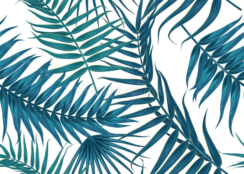 Naadloos tropisch patroon, exotische achtergrond met palmtakken, bladeren, blad, palmbladen Eindeloze textuur