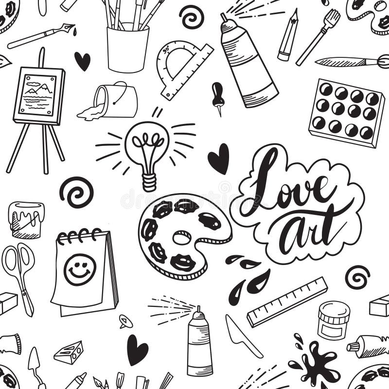 Naadloos van de de illustratiekunstenaar van de kunstlevering de krabbelpatroon als achtergrond royalty-vrije illustratie Naadloos van de de illustratiekunstenaar van de kunstlevering de krabbelpatroon als achtergrond royalty-vrije illustratie