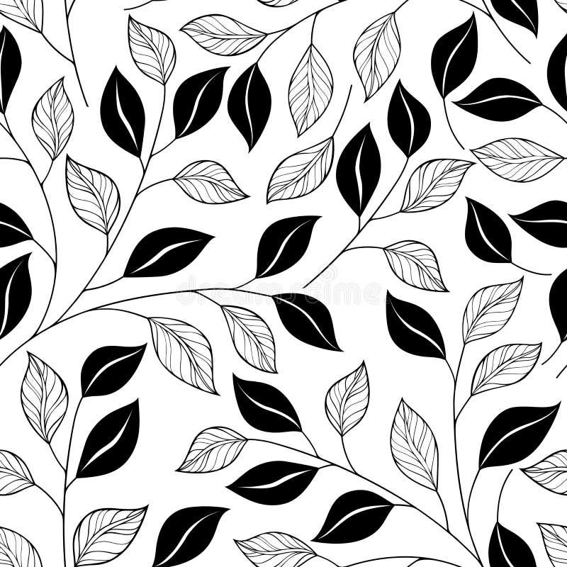 Naadloos Zwart-wit Bloemenpatroon (Vector) stock illustratie Naadloos Zwart-wit Bloemenpatroon (Vector) stock illustratie