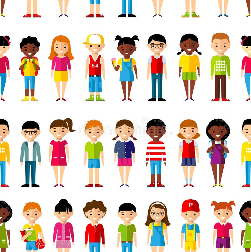 Naadloze achtergrond van internationale vastgestelde kinderen stock illustratie Naadloze achtergrond van internationale vastgestelde kinderen stock illustratie