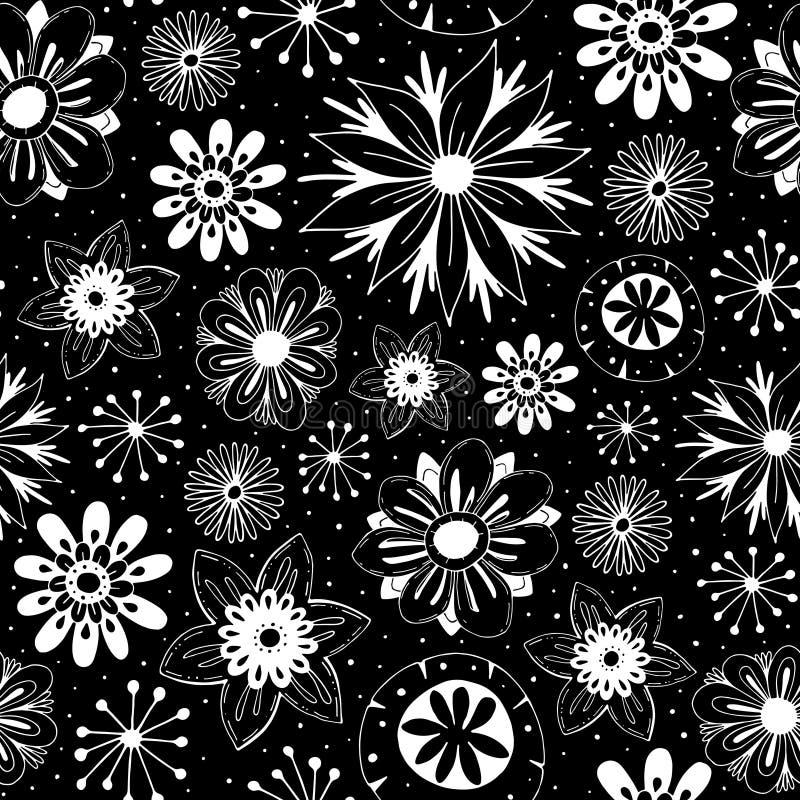 naadloze beeldverhaalvector die eenvoudig patroon met leuke bloemen en decoratieve elementen op een neutrale achtergrond herhaalt stock illustratie naadloze beeldverhaalvector die eenvoudig patroon met leuke bloemen en decoratieve elementen op een neutrale achtergrond herhaalt stock illustratie