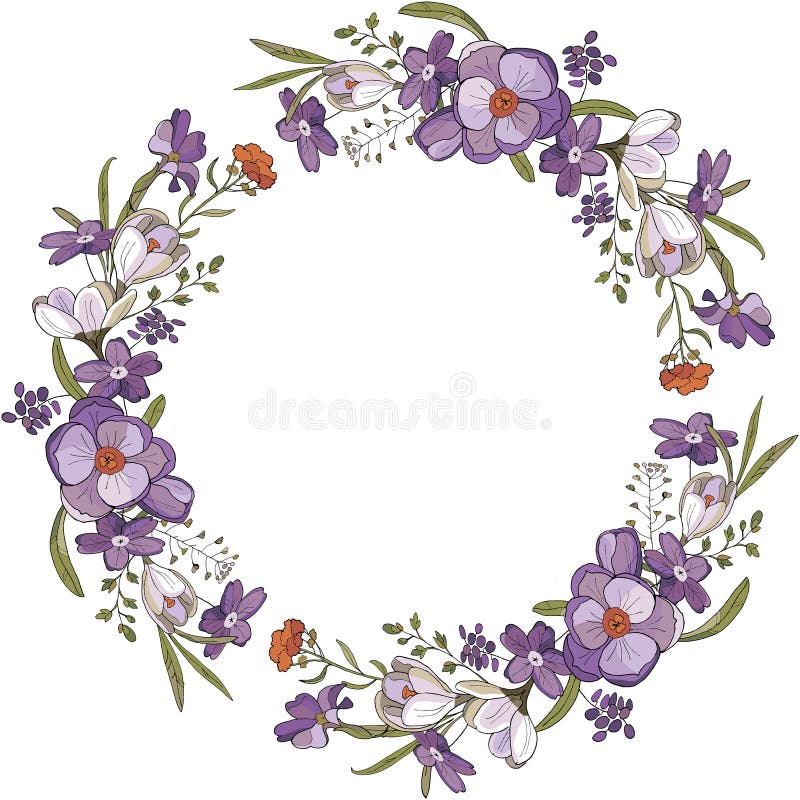 Naadloze borstel en kroon van Krokusbloemen royalty-vrije illustratie Naadloze borstel en kroon van Krokusbloemen royalty-vrije illustratie