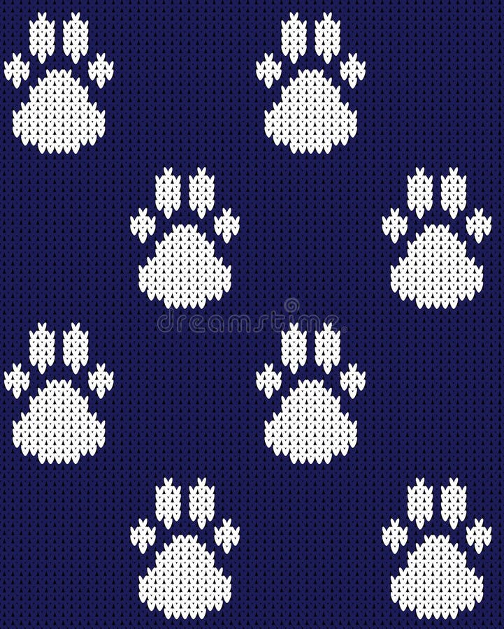 Naadloze gebreide naadloze het patroon blauwe witte vectorillustratie van de hondpoot vector illustratie Naadloze gebreide naadloze het patroon blauwe witte vectorillustratie van de hondpoot vector illustratie